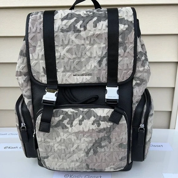 Michael Kors Backpack Cooper Logo Denim Backpack Utility Rucksack Black